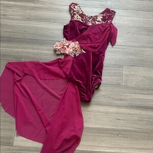 Weissman Burgundy and Gold Dance Costume